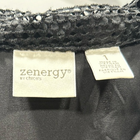 Chicos Zenergy Neema Mesh Jacket‎ Full Zip Black Womens Size1 US M - Picture 2 of 8